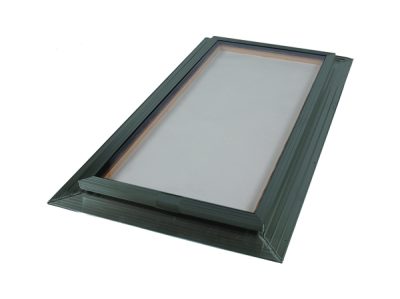 Framed glass skylight.